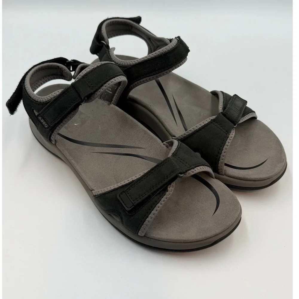 ABEO Goleta 1141 Women's Black Leather Athletic Walking Sandals Size 7